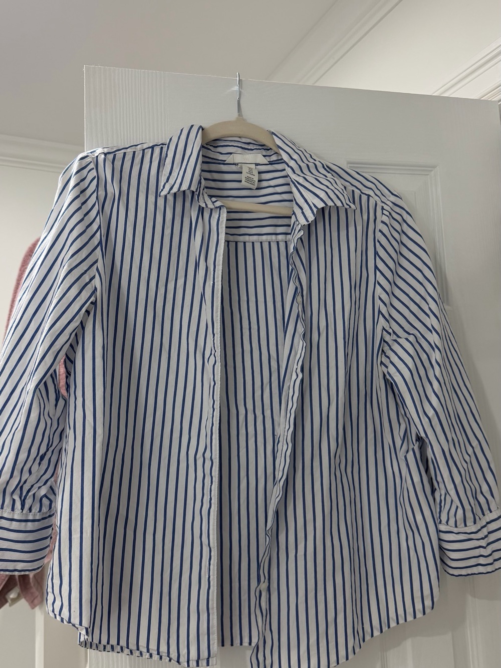 H&M White Shirt with Blue Vertical Stripes